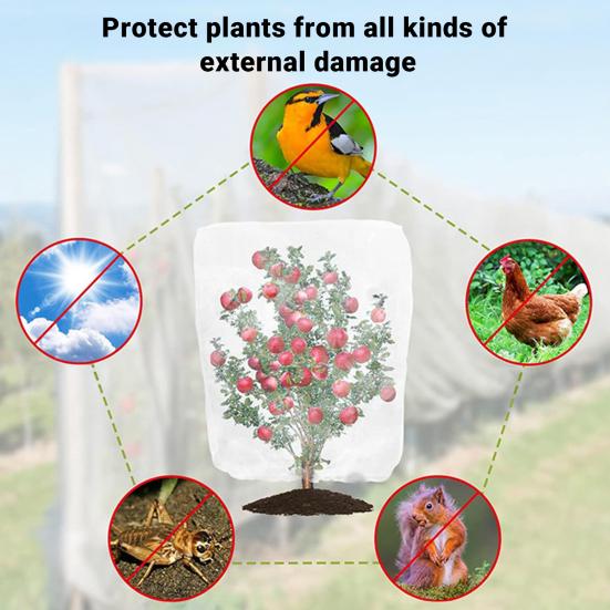 Plant Mesh Cover for Garden Protection Bird Netting Drawstring Insect Barrier Netting with Zipper for Blueberries Tomatoes Lemons Small Fruit Trees
