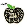 Fruit Teacher Pin Brooch Pin Enamel Teacher-Themed Shape Lapel Golden Outline Text