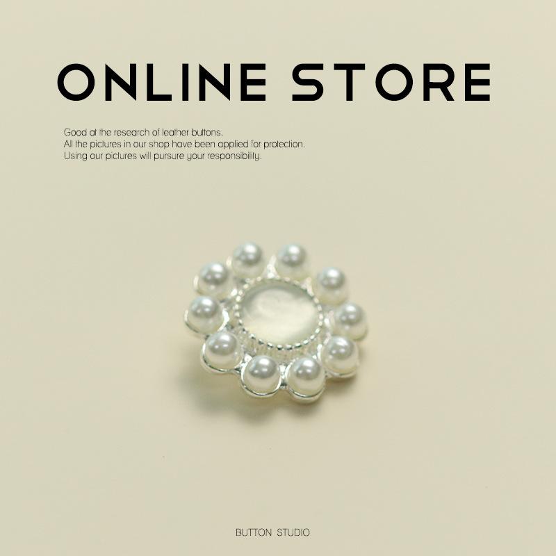 Beautiful Pearl Pearl Buttons Plum Blossom Metal Buttons Women'S Cardigan Blazer Sweater Decorative Buttons