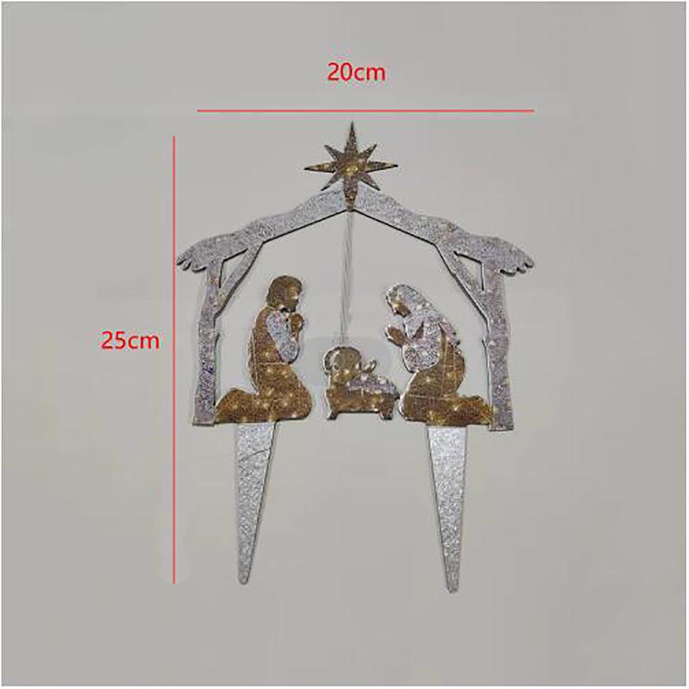 Family Three Members Christmas Decoration Lighted Acrylic Outdoor Nativity Scene