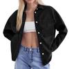 Women's Washed Vintage Loose Fit Casual Denim Shirt Jacket Button Down Long Sleeve Pocket Detail Lightweight Outerwear