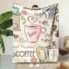 Coffee Theme Fleece Blanket Love Heart Pattern Soft Warm Throw Blankets for Bed Sofa Home Decor Winter Bedding