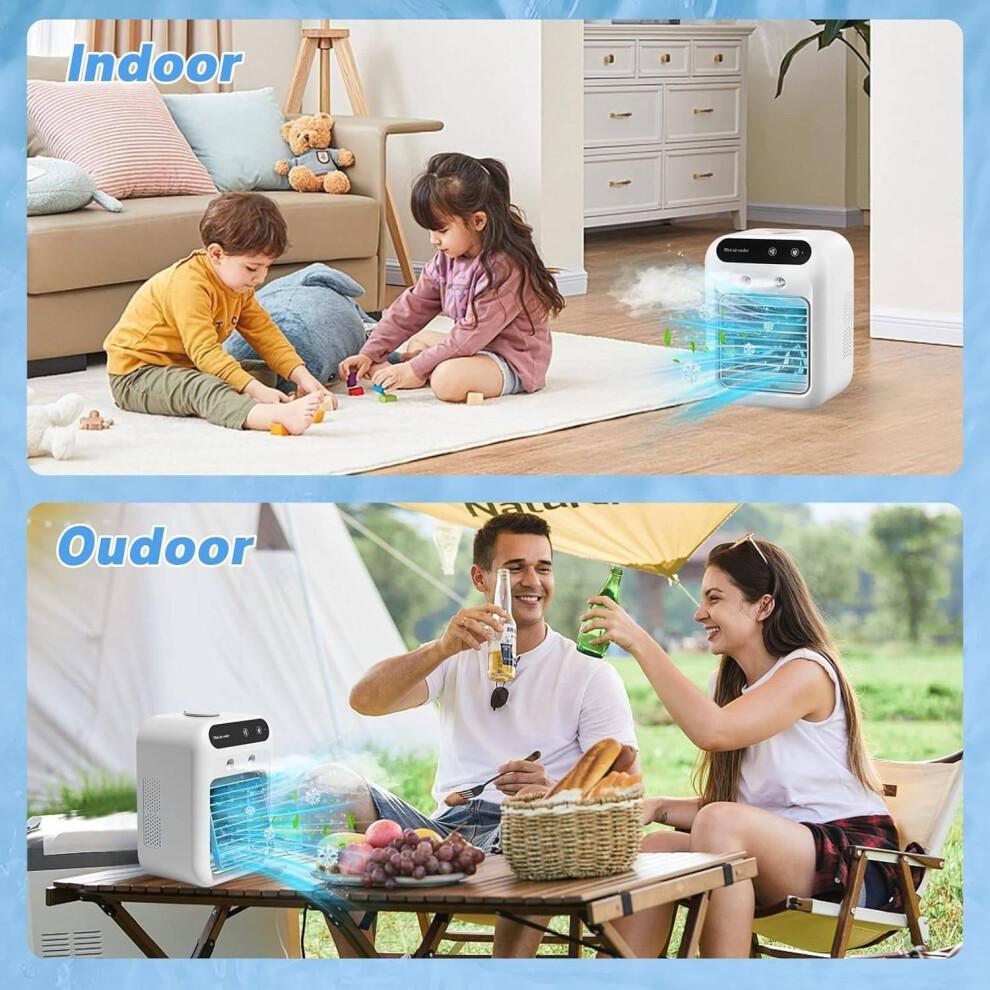 Personal Cooling Fan with Humidifier, Portable Air Conditioner – 2 Spray Modes & 2 Speeds, 2000mAh Rechargeable Battery