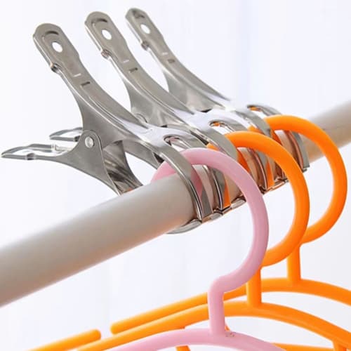 Strong, Large, Stainless Steel Clothespins, Windproof, Rust-Resistant, for Clothes Drying, Pants, and Hangers (8-Pack, 4 Large, 4 Small)