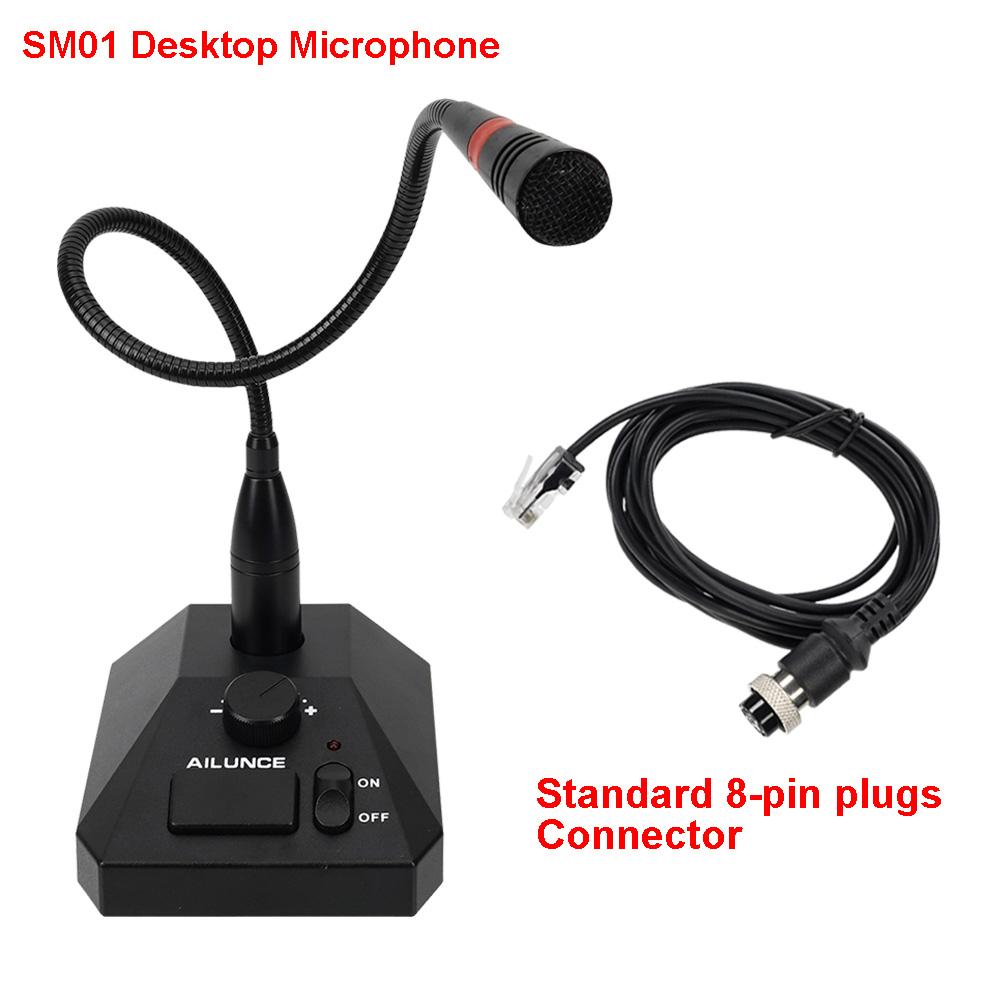 Aliunce Sm01 Microfone de mesa para walkie talkie Rt622 Rt3s Hd1 Ra685 Rt95 Rádio bidirecional Microfone de mão 2 pinos / Gp328plus