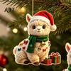 Lightweight Acrylic Car Charms 2Pcs Christmas Alpaca Hanging Ornaments, 2D Flat Decoration, Holiday Celebration Ornaments for Family Cute Llama