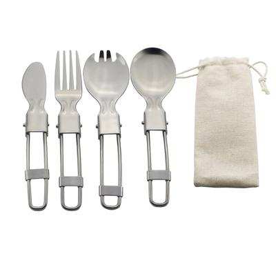 Silbernes Geschirr-Faltbesteck-Set für Löffel, Instant-Nudelgabel, Picknick-Wandergeschirr, Edelstahlbesteck, Outdoor-Besteck
