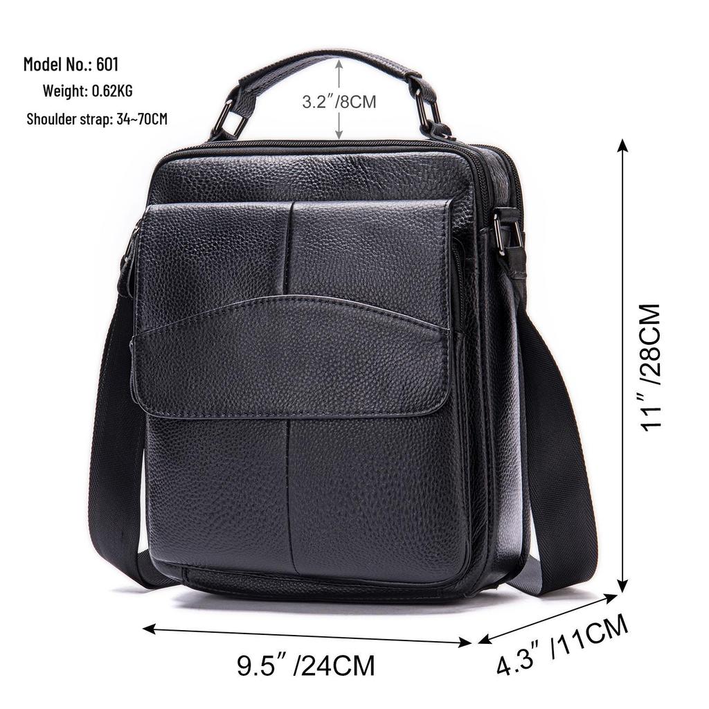 Herren Umhängetasche aus echtem Leder - Große Kapazität, lässiges Klappendesign für den Geschäftsverkehr