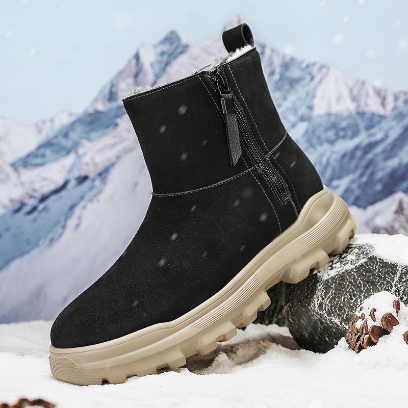 Fashion New Winter Men's Snow Boots Thicken Keep Warm Plush Waterproof Non-Slip Zipper Casual Men Ankle Boots Size 38-44