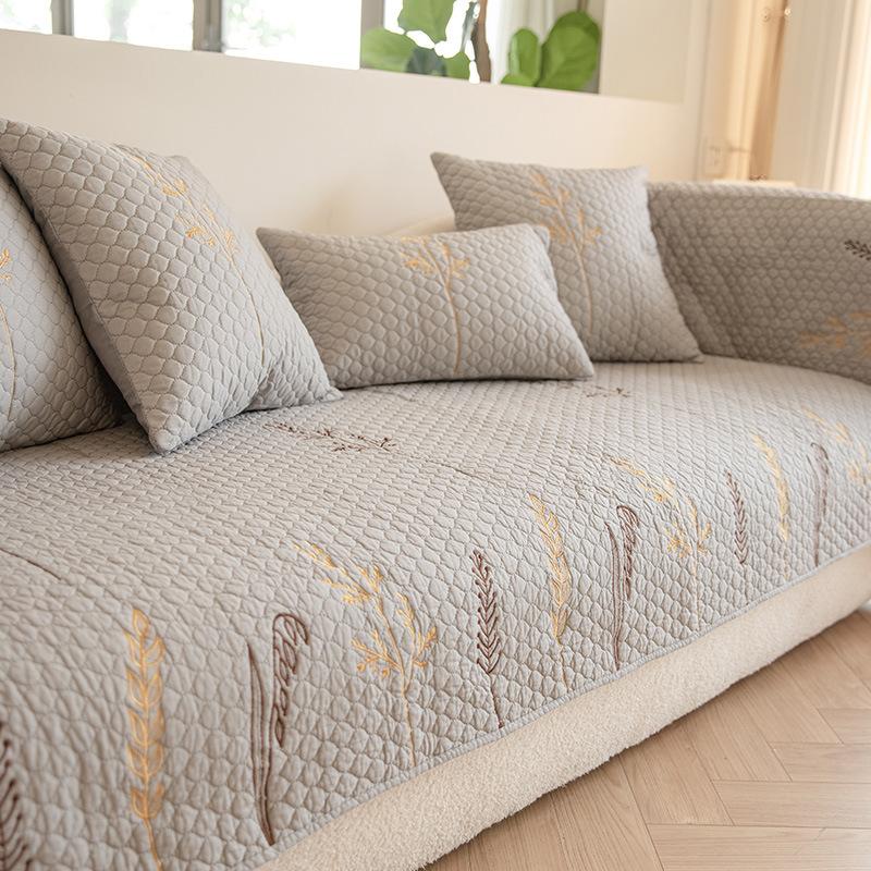 Solid Color Cotton Sofa Cushion, All-season Universal Fabric, Non-slip Backrest Towel, Cotton Cushion Cover, Cover Cloth