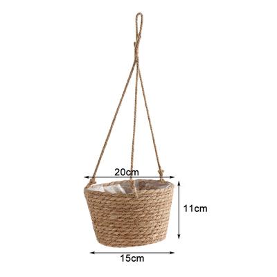 Woven Flower Basket Rustic Retro Style Brown Color Decorative Multi Purpose Straw Basket for Office