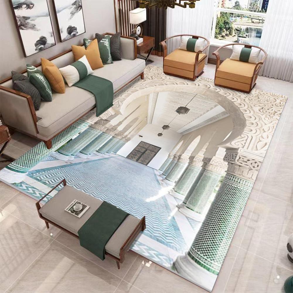 Coastal Theme Area Rugs Beach Reed Seascape Design Turtle Shell Pattern for Coastal Living Room Decor
