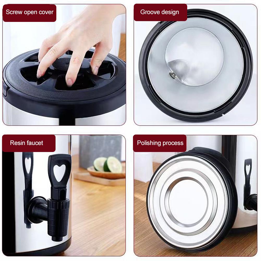Double Layer Insulation Bucket Stainless Steel Insulated 6/8L with Faucet Beverage Dispenser for Home Outdoor Hot Beverages