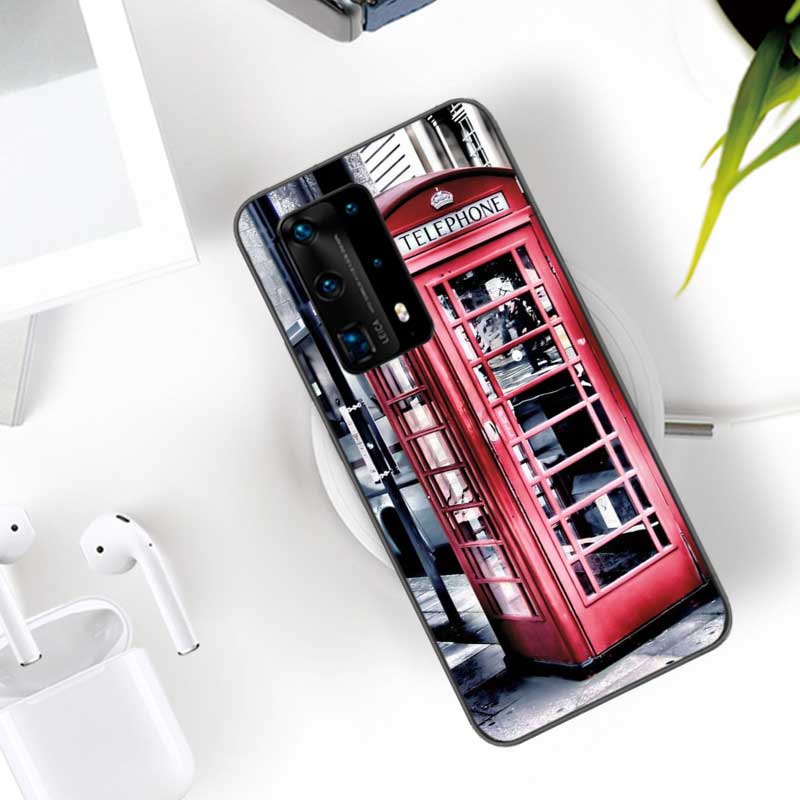 london bus england telephone Soft Clear Phone Case For Huawei P30 Lite P10 P20 P40 P50 Pro Mate 40 Pro 30 20 10 Lite Cover Silic