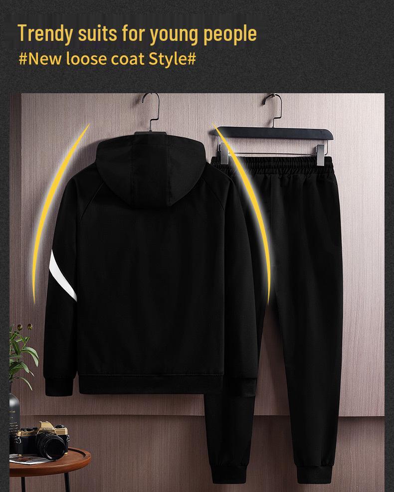 Pánský sportovní set kardigan s kapucí 2024: Dvoudílná ležérní tepláková souprava na běhání, jaro a podzim