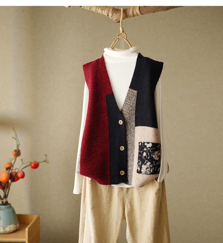 Women's 2023 Retro Loose Knit Vest Cardigan Sweater Shawl for Spring and Autumn
