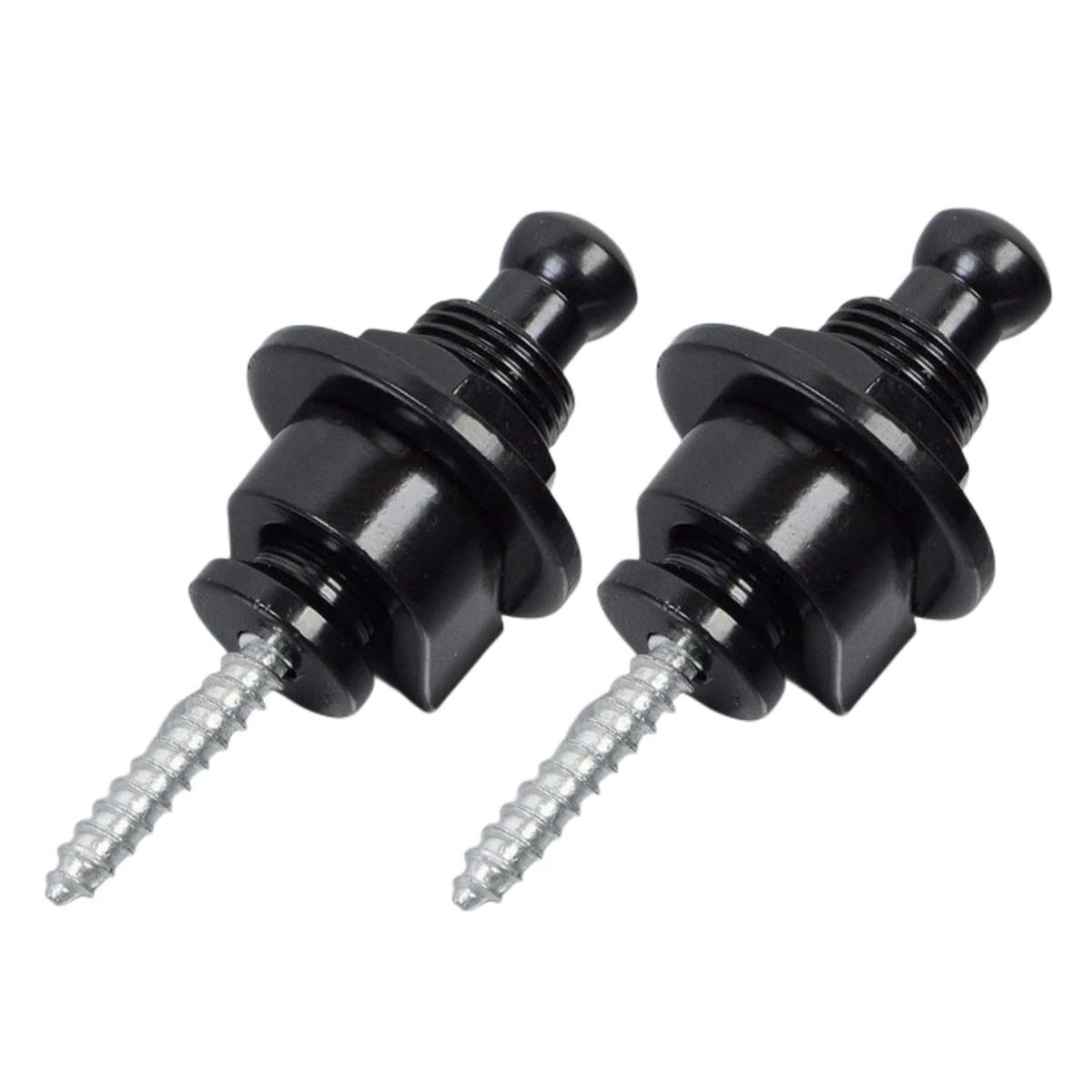 

2Set Guitar Strap Locks with Black Washers, Black Bass Security Straplocks Buttons Strap Retainer System Guitar Accessories