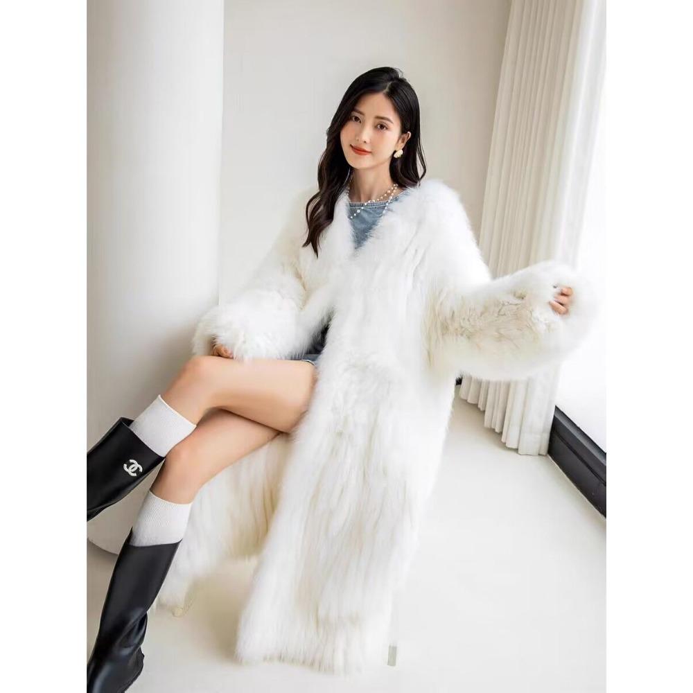 Fox Fur Long Fur Coat Women's Winter New Imitation Fur Coat Coat Young Internet Celebrities Thickened Cotton Coat