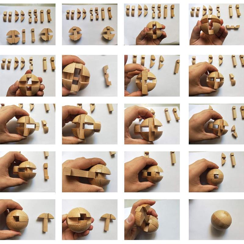 Wooden Puzzle Magic Ball Interlocking Assembly Brain Teasers Kids And Adults IQ Games Luban Lock Educational Intellectual Toys