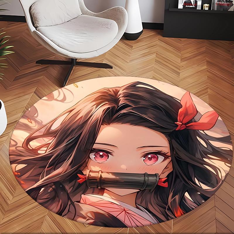 Nezuko (5) Round Office Rug Decorative Floor Rug for Office Bedroom Living Room and Home Space