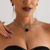 European and American Jewelry Geometric Thick Chain OT Buckle Round Black and White Fritillary Collarbone Chain Simple Personalized Necklace