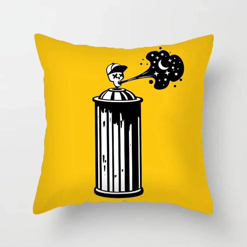 Black Pillowcase Printed  Bedroom Living Room Sofa Cushion Cover