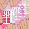 22Tips Vibrant Glitter Toenail Stickers Solid Color Full Cover Toenail Polish Strips Summer Self Adhesive DIY Foot Decals