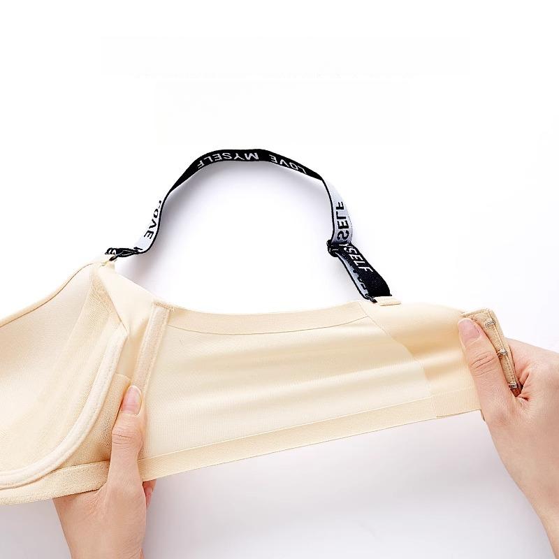 Seamless Lingerie Women's Soft Steel Rims Thin Bra Anti-sagging Full-cup Fashionable Letter Bra Push Up Bra