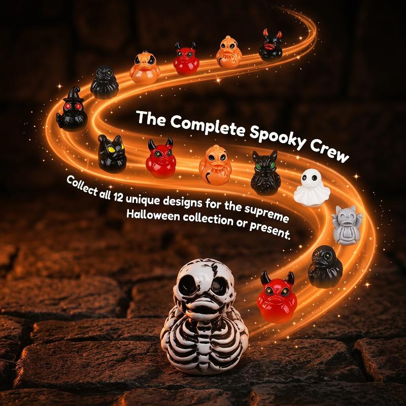 10Pcs Halloween Pumpkin Duck Micro Landscape Resin Ornament Devil Duck Halloween Carnival Party Gift Home Desktop Decoration