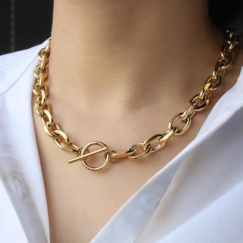 Stainless Steel 11mm Wide Rolo Link Chain Necklace Choker Bevel Edge Chain High Polished by Hand Hip Hop Punk DIY Jewelry Length