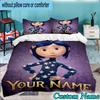 Custom Name 3PCS Mystery Coraline's World Bedding Set,Including  Duvet Cover And 2pcs Pillowcases Perfect for Bedroom,Dormitory,Fan Christmas Gift