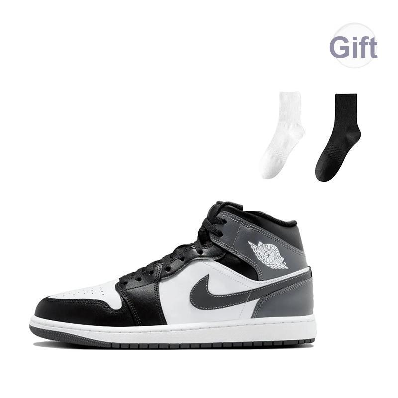 Air Jordan 1 Mid Iron Grey мужские кроссовки черные белые DQ8426-001