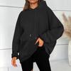 Damen Kapuzenpullover Kordelzug Pullover Fleece Sweatshirts Übergroß Langarm Kapuzentop mit Vordertasche