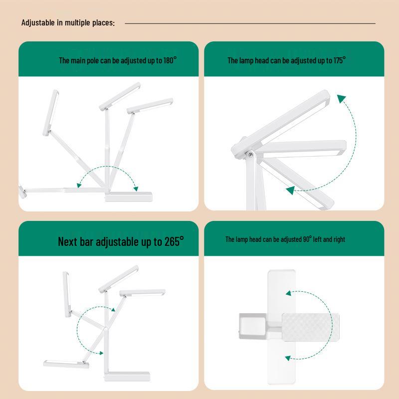 Rechargeable LED Desk Lamp: Dual-Use Eye Protection for Reading & Writing, Multifunctional Night Light for Dorm or Bedroom.