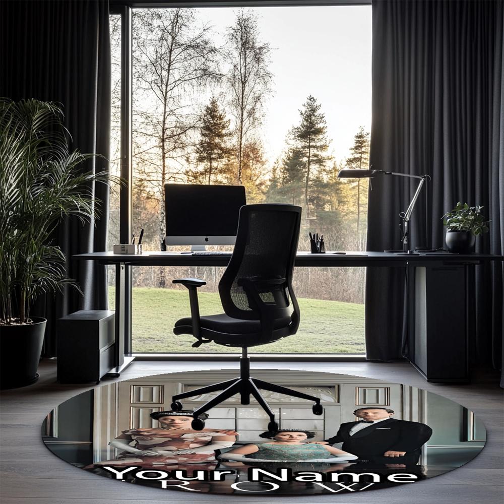Custom Name The Crown Printed Round Rug Carpet Chair Rug Area Rug Entryway Doormats,for Office Chair Living Room Bedroom Kitchen Room.