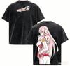 Darling In The Franxx Zero Two Zwei Seiten Vintage Gewaschen Pilot Ästhetik T-Shirt Unisex Oversized Y2K Streetwear Grafik T-Shirt