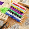 Harz Diamantmalerei Stift Set mit 6 austauschbaren Metallspitzen 6 Wachsblöcken 2 Sortierschalen und Bohrmatte für 5D Diamantmalerei Bastelbedarf