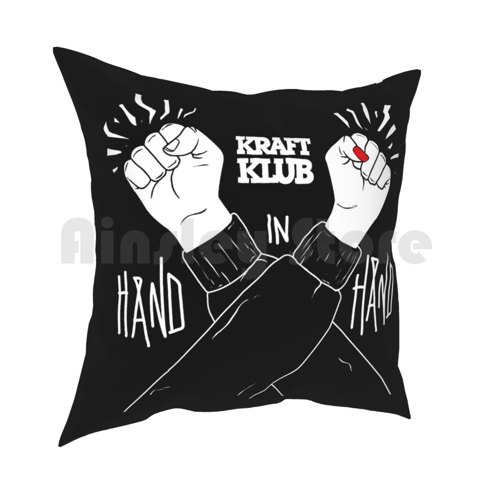 Kraftklub Hand In Hand Pillow Case Printed Home Soft Throw Pillow Kraftklub Band German Deutsch Deutschland Germany 30x30cm 12x12in