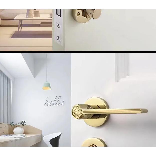 Bedroom Split Door Lock Room Wooden Door Mute Golden Door Handle Indoor Household European Bathroom Universal Door Lock