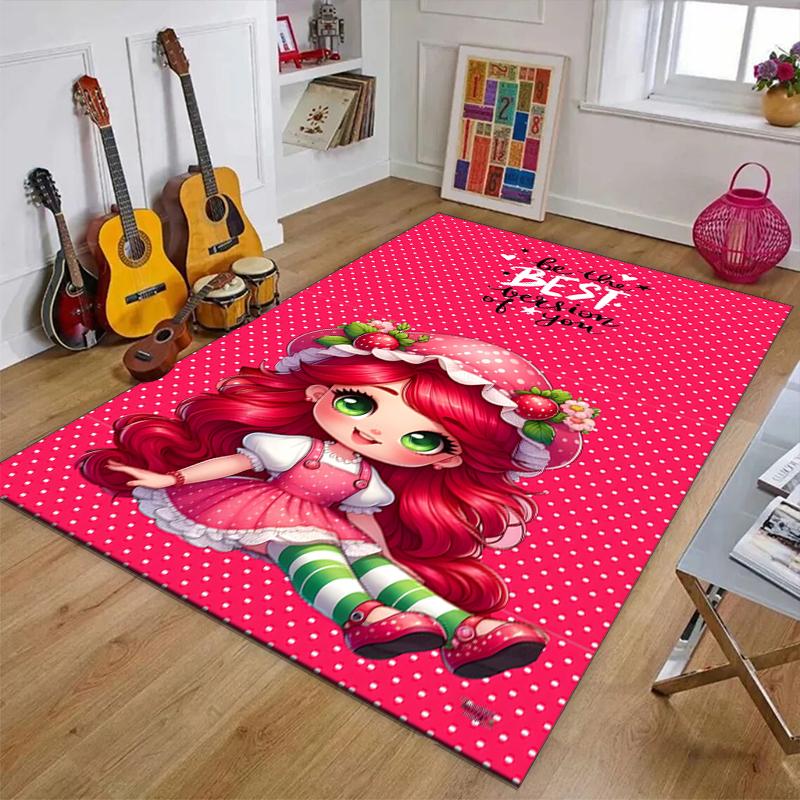 Strawberry Polyester Carpet, Soft Indoor Mat for Office Chair, Living Room, Computer Desk - Decorative Home Office Rug Design