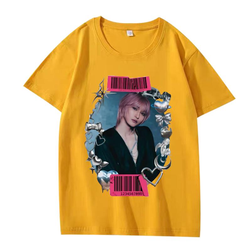 K-pop Seonghwa ATEEZ T-shirt män kvinnor Oversized 100% Bomull mode streetwear kortärmad Sommar tryck grafik Unisex toppar
