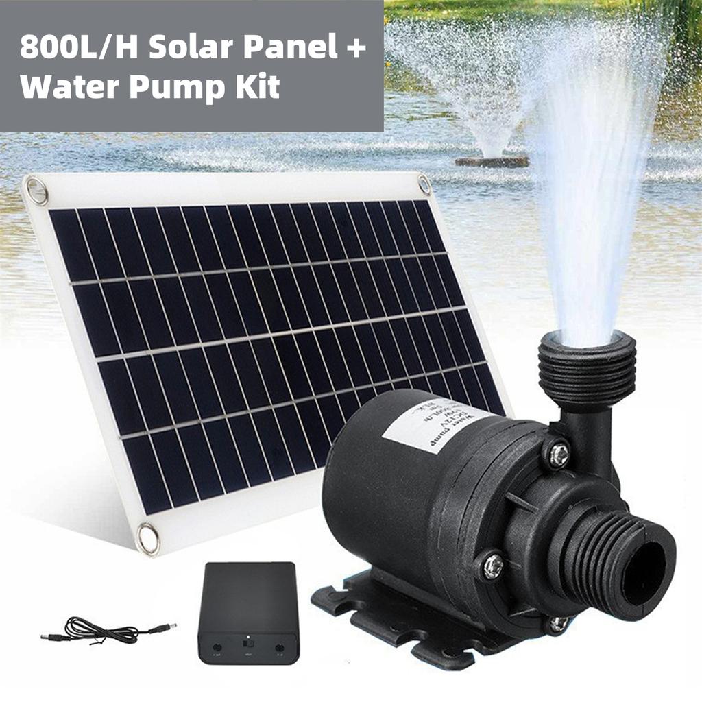 500W Solar Panel 800L/H Water Pump With Battery Box DC Cable Kit Ultra-quiet Garden Fountain Aquarium Fish Tank Water Pump 1 Set