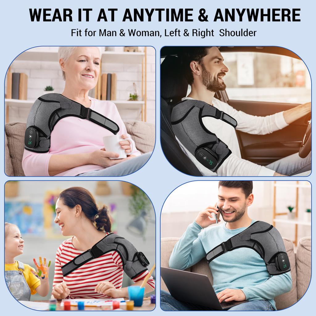 Electric Heating Shoulder Massager LED Display Vibration Massage Shoulder Support Belt Strap For Joint Brace Care Muscle Relax