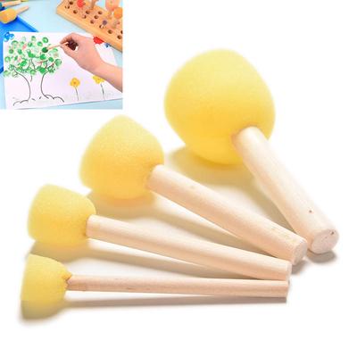 4 Pcs/set Kid Sponge Paint Brush Wooden Handle Children Painting Graffiti 4 Size
