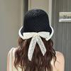 Summer Hollow Sun Hat Korean Version Fashion Bow Lace Bucket Hat New Fisherman Sunscreen Outdoor Beach Sun Hat Travel Panama Cap