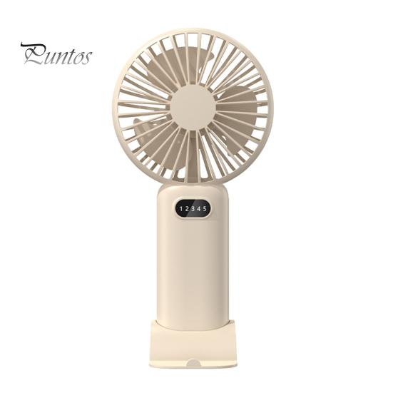 

Мини-ручной вентилятор Охлаждающее устройство Цифровой дисплей Мощный воздушный поток Малошумный персональный вентилятор с аккумулятором от USB бежевый
