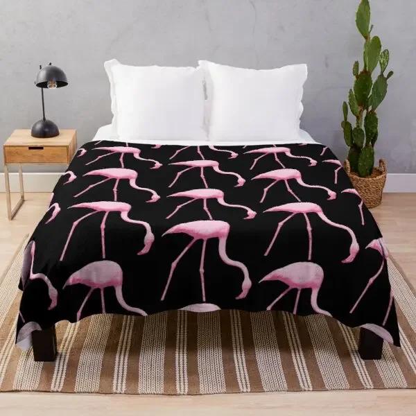 Flamingo Bird Pink Red Wild Animals Flannel Throw Blanket For Sofa Bed Couch Comfortable Warm Lightweight King Queen Full Size