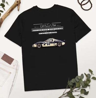 Maglietta da Uomo Bianca Blu Auto da Corsa 100% Cotone Top - Grafica Vintage Motorsport Maglietta da Uomo 100% Cotone Top Unisex