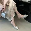 Pointed Head, Half Slippers, Women Wear Thin Heels, Rhinestone Buckle, Fairy Versatile Fashion Women's Shoes