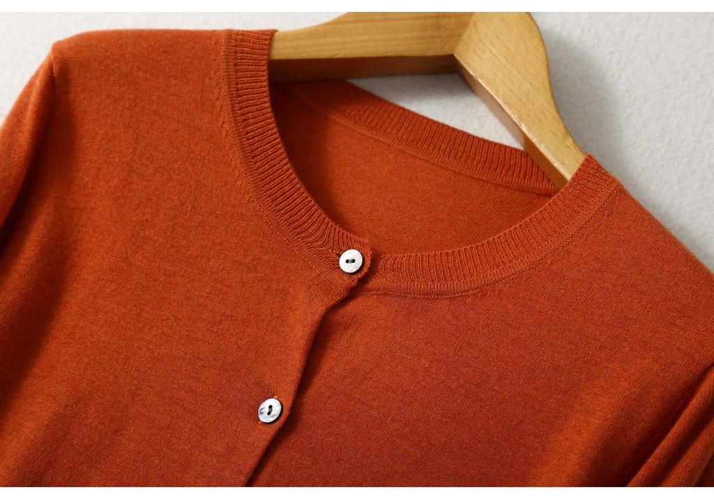 Women's Silk Cashmere Cotton Blend Round Neck Cardigan - Long Sleeve, Loose Knitwear for Spring/Autumn